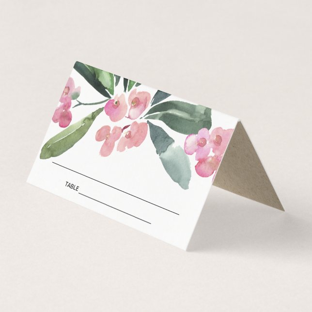 BOHO PINK CHRIST THORN BLOOM WEDING PLATZKARTE (Vorderseite)
