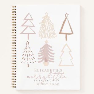 Boho Pink Christmas Trees Baby Shower Notizbuch