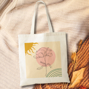 Boho Pink Circle Rose und Sonne Tragetasche