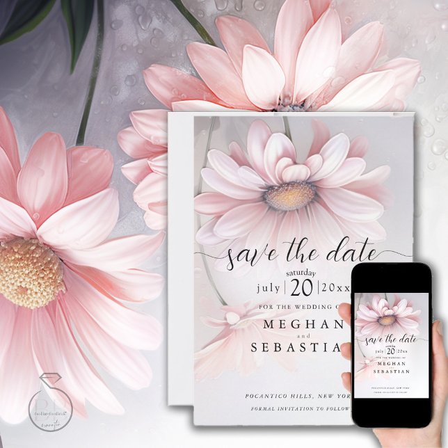 Boho Pink Daisy 2 Save The Date (Von Creator hochgeladen)