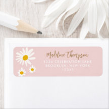 Boho Pink Daisy Blume Floral Script Typografie