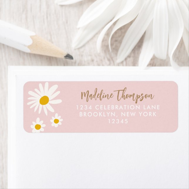 Boho Pink Daisy Blume Floral Script Typografie (Insitu)