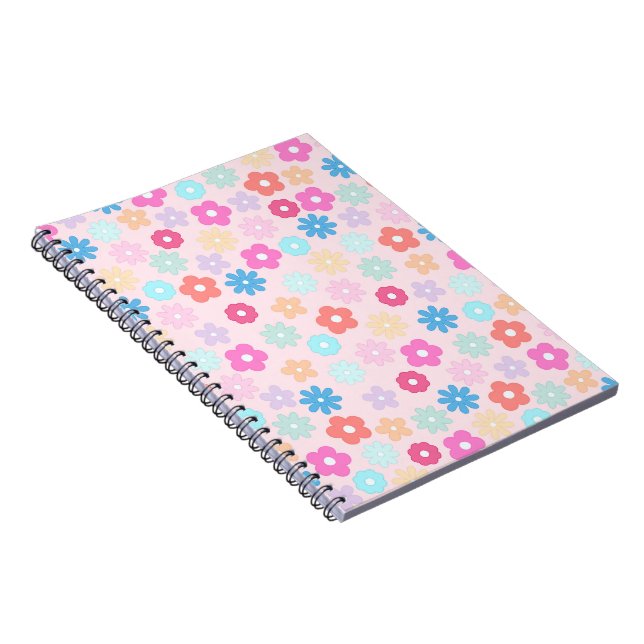 Boho Pink Daisy Blume Pattern Notizblock (Rechte Seite)