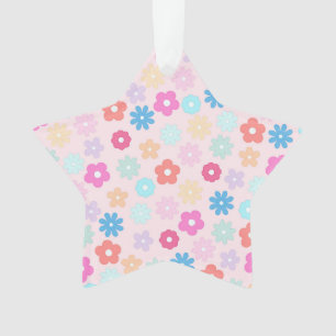 Boho Pink Daisy Blume Pattern Ornament