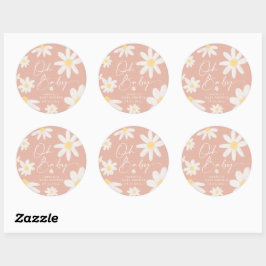 Boho Pink Daisy Blume Round Sticker