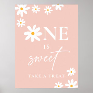 Boho Pink Daisy Groovy Birthday One ist süß Poster
