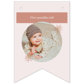 Boho Pink Daisy Happy Birthday Foto Milestone Wimpelkette