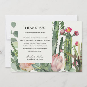 BOHO PINK DESERT CACTUS FLORAL WATERCOLOR WEDD DANKESKARTE