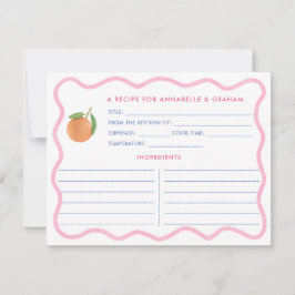 Boho Pink Doodle Citrus Brautparty Rezept Karte