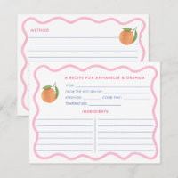 Boho Pink Doodle Citrus Brautparty Rezept Karte