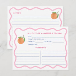 Boho Pink Doodle Citrus Brautparty Rezept Karte
