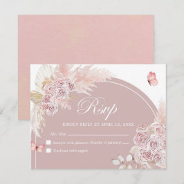 Boho Pink Dusty Arch Quinceanera Rsvp Card Karte