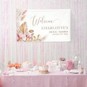 Boho Pink Floral Brautparty Willkommensbanner Banner