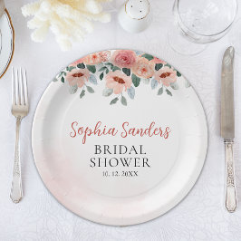 Boho Pink Floral Bridal Shower Party  Pappteller