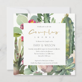 BOHO PINK FLORAL CACTI FOLIAGE COUPLES SHOWER EINLADUNG