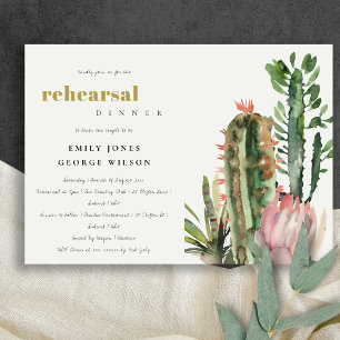 BOHO PINK FLORAL CACTI FOLIAGE PROBE DINNER EINLADUNG