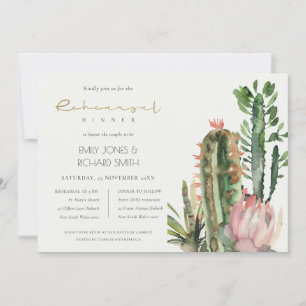 BOHO PINK FLORAL CACTI FOLIAGE PROBE DINNER IN EINLADUNG