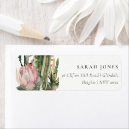 BOHO PINK FLORAL CACTI FOLIAGE WATERCOLOR ADRESSE