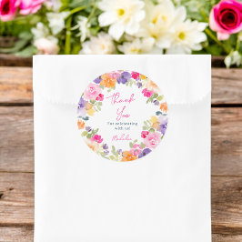 Boho pink floral danke Brautparty Runder Aufkleber