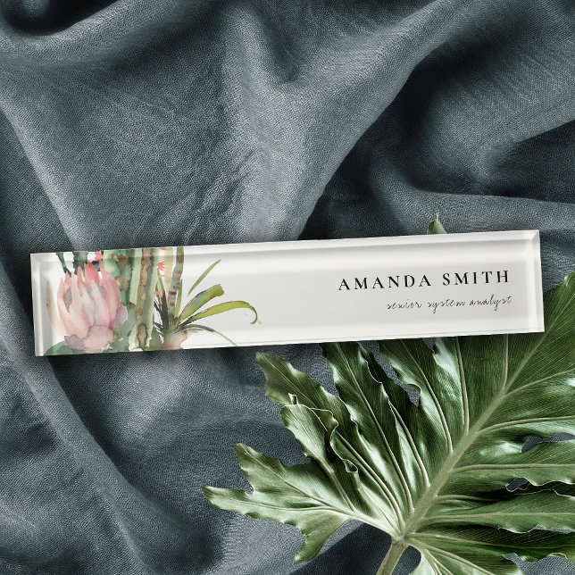 BOHO PINK FLORAL DESERT CACTI FOLIAGE WATERCOLOR NAMENSPLAKETTE (Von Creator hochgeladen)