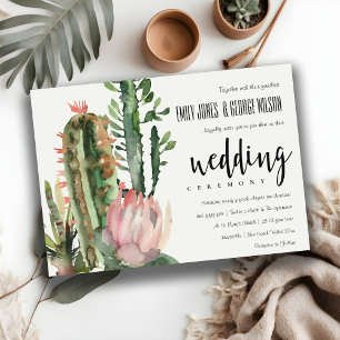 BOHO PINK FLORAL DESERT CACTI FOLIAGE WEDD EINLADUNG
