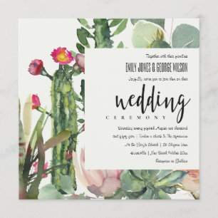 BOHO PINK FLORAL DESERT CACTI FOLIAGE WEDD EINLADUNG