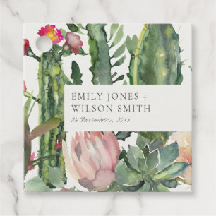 BOHO PINK FLORAL DESERT CACTI FOLIAGE WEDD GESCHENKANHÄNGER