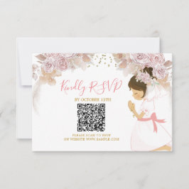 Boho Pink Floral Girl 1. Dankeskarte