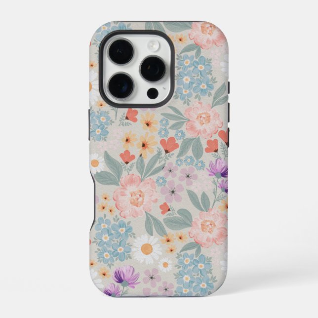 Boho Pink Floral iPhone Hülle (Rückseite)