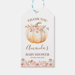 Boho Pink Floral Little Pumpkin Baby Dusche Geschenkanhänger