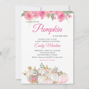 Boho Pink Floral Little Pumpkin Girl Dusche Einladung