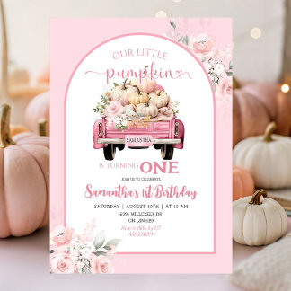 Boho Pink Floral Little Pumpkin Girl Geburtstag Einladung