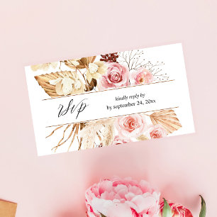 Boho Pink Floral & Pampas Grass 2SM UAWG Begleitkarte