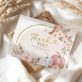 Boho Pink Floral Pumpkin Danke Karte
