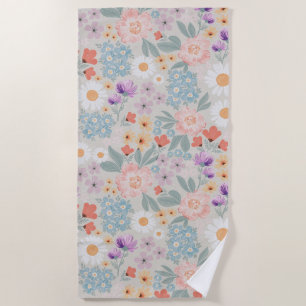 Boho Pink Floral Strandtuch