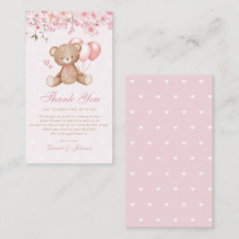 Boho Pink Floral Teddy Bear Baby Dusche Vielen Dan Begleitkarte