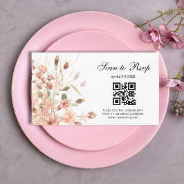 Boho pink floral uAwg qr Hochzeit Begleitkarte