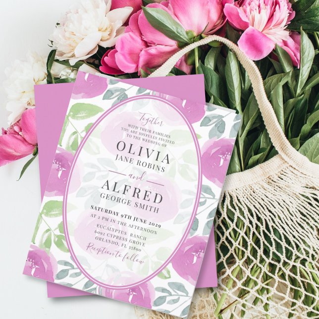 Boho Pink Floral Wasserfarbenhochzeit (Von Creator hochgeladen)