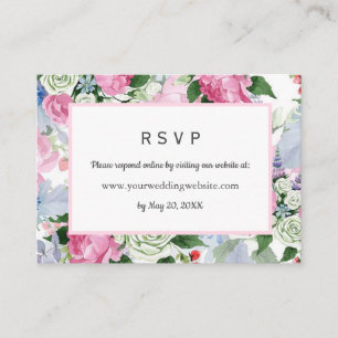 Boho pink Floral Wedding RSVP Online Website Visitenkarte