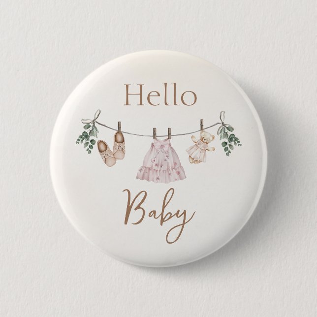 Boho pink Girl Baby Clothes Button (Vorderseite)