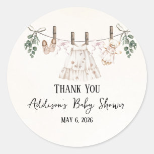 Boho Pink Girl Baby Kleidung Kinderdusche Runder Aufkleber