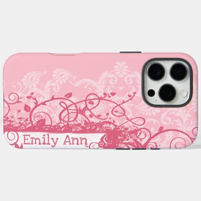 Boho Pink Girly Girl Swirl Grunge Case-Mate iPhone Hülle (Rückseite (Horizontal))