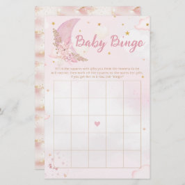 Boho Pink & Gold Moon Baby Dusche Bingo Spiel