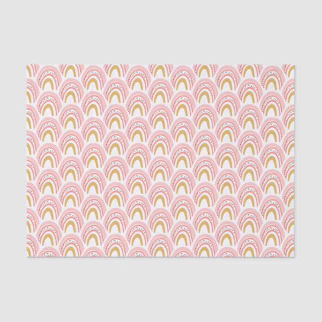 Boho Pink Gold Rainbow Modernes Muster Seidenpapier (Vorderseite)