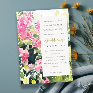 Boho Pink Green Tropical Bougainvillea Wedding Einladung