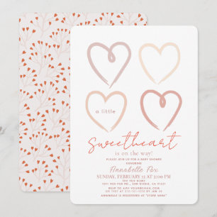 Boho Pink Hearts Little Sweetheart Baby Shower Inv Einladung
