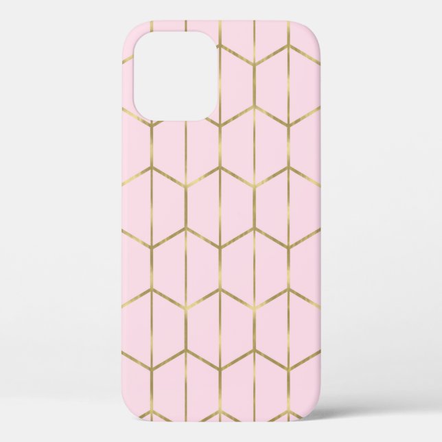 Boho Pink Hexagon Gold & Geometric Glam Case-Mate iPhone Hülle (Rückseite)