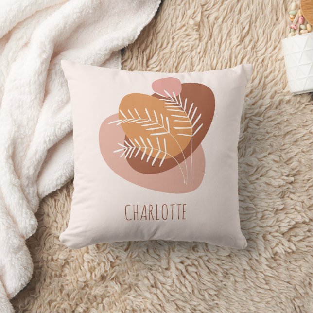 Boho Pink Individuelle Name Soft Baby Girl Kinderz Kissen (Decke)