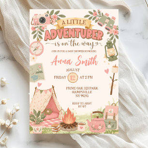 Boho Pink Kleiner Abenteurer auf dem Weg Baby Show Einladung
