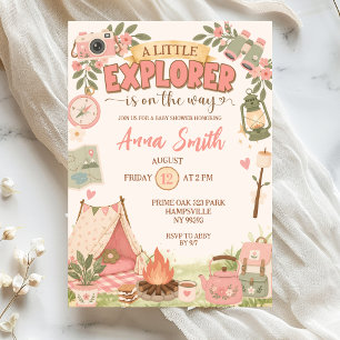 Boho Pink Kleiner Entdecker auf dem Weg Baby Showe Einladung